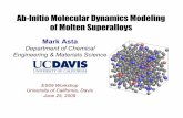 Ab-Initio Molecular Dynamics Modeling of Molten …mcc.illinois.edu/workshops/electronicstructure/2009/talks/19_Asta...Ab-Initio Molecular Dynamics Modeling of Molten Superalloys ...