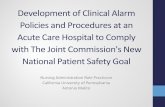 Development of Clinical Alarm Policies and … Development.pdfDevelopment of Clinical Alarm Policies and Procedures at an ... 2014- Leaders establish alarm system safety as a ... Blood