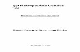 Human Resource Department Reviewcouncilmeetings.metc.state.mn.us/audit/2010/11310/10-… ·  · 2010-01-07Human Resource Department Review December 3, ... The Human Resource (HR)