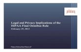 Legal and Privacy Implications of the HIPAA Final … · Notice of Proposed Rulemaking ... Enforcement rule changes are effective March 26, ... has been “compromised” requires