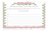 Mother's Day Acrostic Poem - Reading Worksheets, … Mother's Day Acrostic Poem Author  Created Date 3/31/2015 11:15:16 AM