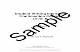 Student Writing Intensive Continuation Course Sample … Teacher’s Manual Contents Teacher Instructions 4 Scope and Sequence ...