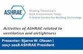 Activitiesof ASHRAE relatedto ventilation and airtightness · Shaping Tomorrow’s Built Environment Today A Global Society for Building Technology Activitiesof ASHRAE relatedto ventilation