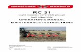 OPERATOR’S MANUAL MAINTENANCE INSTRUCTIONS€¦ · Operator’s manual / Maintenance instructions - RC 31 Light mounted reversible plough bolt adjustable 1 TABLE OF CONTENTS 1.