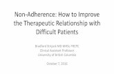 Non-Adherence: How to Improve the Therapeutic …. Strijack... · the Therapeutic Relationship with Difficult Patients ... regularly skipping dialysis and poor adherence to ... Strategies
