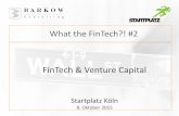 FinTech & Venture Capital - startplatz.de · Big Data, Cloud-Computing, Smartphones, Laptops, etc. FinTech Unternehmen Übernahme von Marktanteile der Banken What is FinTech? Jeder