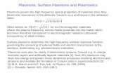 Plasmons, Surface Plasmons and Plasmonics - unige.itrocca/Didattica/Fisica dello Stato Solido... · Plasmons govern the high frequency optical properties of materials since they ...