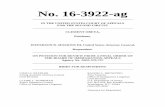 No. 16-3922-ag - Immigrant Defense Project · ON PETITION FOR REVIEW FROM A FINAL ORDER OF . ... Civil Division Office of Immigration Litigation . ... No. 16-3922-ag ...