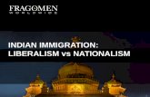 INDIAN IMMIGRATION: LIBERALISM vs NATIONALISM · LIBERALISM vs NATIONALISM 1 . SAJU JAMES . ... INDIAN IMMIGRATION: ... 2015 template, ppt, power point