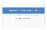 Payment Of Bonus Act,1965 - ICAI Knowledge Gateway · Payment Of Bonus Act,1965 IPCC Paper 2: Law, Ethics & Communication Chapter 4 CA. Paridhi Sinha, FCA