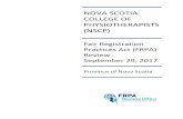NOVA SCOTIA COLLEGE OF PHYSIOTHERAPISTS (NSCP) · NOVA SCOTIA COLLEGE OF PHYSIOTHERAPISTS (NSCP) Fair Registration Practices Act (FRPA) Review September 29, 2017 Province of Nova