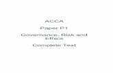 ACCA Paper P1 Governance, Risk and Ethics Complete Text · Syllabus objectives We have reproduced the ACCA ’s syllabus below, showing where the objectives are explored within this