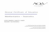 General Certificate of Education · General Certificate of Education Specimen Unit Advanced Subsidiary Examination MATHEMATICS MS1A Unit Statistics 1A In addition to this paper you