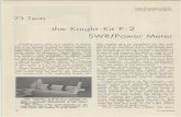 the Knight-Kit P-2 SWR/Power Meter - Nostalgic Kits … Blechman K6UGT 23958 Archwood Street Canoga Pork, California 73 Tests the Knight-Kit P-2 SWR/Power Meter • Standing wave ratio