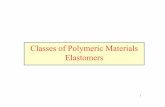 Classes of Polymeric Materials · PDF fileElastomers • Elastomers are rubber like polymers that are thermoset or thermoplastic ... Sulfur makes thiokol rubber self vulcanizing. Thermoplastic