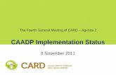 CAADP Implementation Status - Rice for Africa · CAADP Implementation Status . 8 November 2011 ... (AGRA/Private Sector) ... 107,900mt with deficits of 453 500 mt.