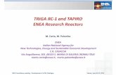 TRIGA RC 1 and TAPIRO ENEA Research Reactors Consultancy meeting ‐Development of a RRs Catalogue Vienna, June 10‐12, 2013 TRIGA RC‐1 and TAPIRO ENEA Research Reactors M. Carta,
