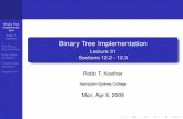 Binary Tree Robb T. Binary Tree Implementationpeople.hsc.edu/faculty-staff/robbk/Coms262/Lectures/Spring 2009... · Binary Tree Implementa-tion Robb T. Koether The Binary Tree Interface
