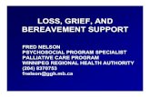 LOSS, GRIEF, AND BEREAVEMENT SUPPORT - palliativepalliative.info/teaching_material/GriefAndBereavement.pdf · LOSS, GRIEF, AND BEREAVEMENT SUPPORT FRED NELSON PSYCHOSOCIAL PROGRAM