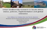 Urban biodiversity research in South Africa: status, biodiversity research in South Africa: status,
