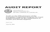 Audit on the Effectiveness of the Complaint Inspection ... on the Effectiveness of the Complaint Inspection Program for Food Establishments by the Department of Health and Mental Hygiene