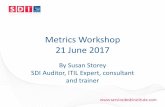Metrics Workshop 21 June 2017 - Service Desk Institute · Metrics Workshop 21 June 2017 By Susan Storey SDI Auditor, ITIL Expert, consultant ... • KPI is a collection of metrics