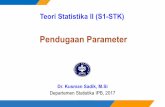 Teori Statistika II (S2) · 2/2/2017 · Pendugaan Parameter 1 Teori Statistika II (S1-STK) Dr. Kusman Sadik, ... Interval estimation, ... We want the variance of the distribution