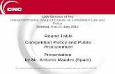 Round Table Competition Policy and Public Procurementunctad.org/meetings/en/Presentation/ciclp2012_RT... · Round Table Competition Policy and Public ... Presentation by Mr. Antonio