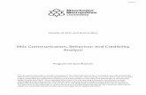 MSc Communication, Behaviour and Credibility Analysis€¦ · MSc Communication, Behaviour and Credibility ... on the learning outcomes, curriculum content, ... PLO 5 Critically appraise