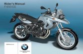 Rider's Manual F650GS - dualsportafrica.comdualsportafrica.com/BMWF650GS_2010_Riders_Manual_EN.pdf · Rider's Manual F650GS. ... Warning light for engine rpmOE ( 48) 7 Rev. counter