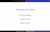 Transitivity and Triads - Oxford Statisticssnijders/Trans_Triads_s.pdf · Local Structure – Transitivity Markov Graphs 1/32 Transitivity and Triads Tom A.B. Snijders University