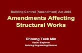 Building Control (Amendment) Act 2003 Amendments … · Building Control (Amendment) Act 2003 Amendments Affecting Structural Works Choong Teck Min Senior Engineer Building Engineering
