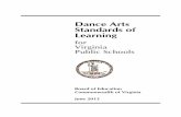Dance Arts Standards of Learning - Virginia … the importance of instruction in the fine arts—dance arts, music, theatre arts, and visual arts— and, therefore, are an important