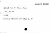 MARRIAGE RECORDS Ryland, Ann M George Reese … · Ryland,.Joshua M Rachel Brooks 1809, April. 15 ... Peter U Hester Pearce 1791, Feb. 10" Cecil ... Martha V.M MARRIAGE REFERENCE
