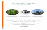 Feasibility Report For Biomass Energy Plant In Berlin, …sustainability.ei.columbia.edu/files/2016/05/Berlin-NY.pdfFEASIBILITY REPORT FOR BIOMASS ENERGY PLANT IN BERLIN, NEW YORK
