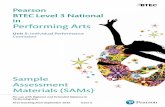 Pearson BTEC Level 3 National in Performing Arts · Pearson BTEC Level 3 National in Performing Arts Unit 5: Individual Performance Comission Sample Assessment Materials (SAMs) ...