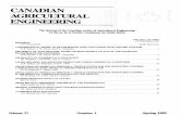 CANADIAN AGRICULTURAL ENGINEERING - CSBE … · CANADIAN AGRICULTURAL ENGINEERING SPRING 1985 VOLUME 27, NO. 1 EDITOR T.G. SOMMERFELDT Research Station, Agriculture Canada …