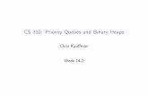 CS 310: Priority Queues and Binary Heapskauffman/cs310/16-pq-binary-heap.pdf · 2017-07-20 · Priority Queues Queue Whatoperationsdoesaqueuesupport? ... DataStructure insert(x) ﬁndMin()