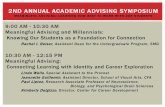 2ND ANNUAL ACADEMIC ADVISING SYMPOSIUM University Advising Symposium . February 27, 2015 . Rachel I. Reiser . rreiser@bu.edu . Meaningful Advising and Millennials: