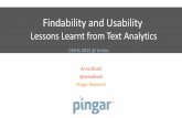 Findability and Usability - CS4HS@Unitec workshop 2015cs4hs.unitec.ac.nz/2013/pdf/divoli-findability_and_usability-cs4hs... · Findability and Usability Lessons Learnt from Text Analytics