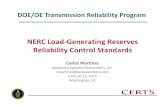 NERC Load Generating Reserves Reliability Control … Load‐Generating Reserves Reliability Control Standards Carlos Martinez Advanced Systems Researchers, Inc. cmartinez@asresearchers.com