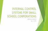 INTERNAL CONTROL SYSTEMS FOR SMALL SCHOOL CORPORATIONS · INTERNAL CONTROL SYSTEMS FOR SMALL SCHOOL CORPORATIONS ... School’s Legislative ... Includes the reduction of risk associated