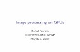 Image processing on GPUs - GAMMAgamma.cs.unc.edu/courses/gpgpu-s07/lectures/imgproc.pdf · Image processing on GPUs Screen-aligned quad of output image size Input image ... = DDDD−1(rrrr−(A