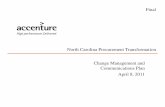 North Carolina Procurement Transformation Change ... · Change Management and Communications Plan ... Change Readiness Survey Report Highlights the degree of readiness ... the Executive