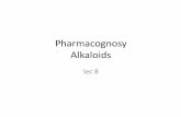 Pharmacognosy Alkaloids - AL-Mustansiriyah University · Sometimes called alkaloids, xanthine derivatives are stimulants and bronchodilators. Caffeine 1,3,7-trimethyl xanthine is