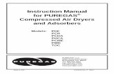 Instruction Manual for PUREGAS Compressed Air … · Instruction Manual for PUREGAS Compressed Air Dryers and Adsorbers IMPORTANT NOTE! LIMITED WARRANTY AGREEMENT CAUTION! …