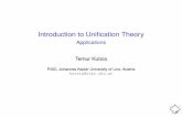 Lecture 8 - Applications of Unification · Introduction to Uniﬁcation Theory Applications Temur Kutsia RISC, Johannes Kepler University of Linz, Austria kutsia@risc.jku.at
