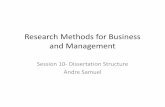 Research Methods Business and Management - Samuel …samuellearning.org/Research_Methods/Session_10_Dissertation... · •Must be written in Past tense ... –Present data in a very