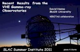 Recent Results from the VHE Gamma-ray Observatories … · Observatories David Hanna McGill University ... - Fermi LAT: - reports HE gammas from several GCs ... - first telescope