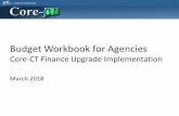 Budget Workbook for Agencies - core-ct.state.ct.us · workbook in Core-CT, utilizing the budget workbook, approving the budget and subsequent financial reporting. ... Core-CT team